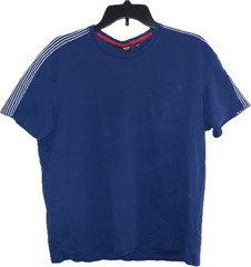 Murano Liquid Men’s Luxury T-Shirt Blue Short Stripes Sleeves 100% Cotton Size L
