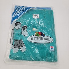NOS Fruit Of The Loom Mens Sleveless With Pocket Shirt XL New Teal Vintage 1987