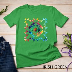 Tie Dye Geometric Shapes Pattern Quilt Block Art – Scandi Folk Unisex T-shirt