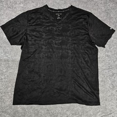 Kenneth Cole V-Neck T-Shirt Men L Black Mesh Camo Polyester Spandex