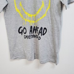 Smiley World Shirt Men Medium Grey Go Ahead Smile Graphic Tee