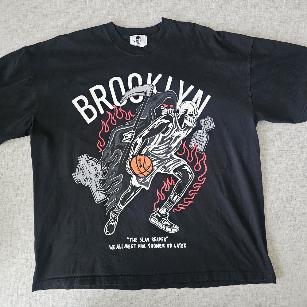 Warren Lotus T-Shirt Mens XXL 2XL Brooklyn Nets Kevin Durant Slim Reaper Black