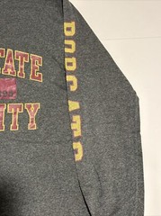 CHAMPION Adult Small Texas State University Bobcats Grey Logo Print LS T Shirt
