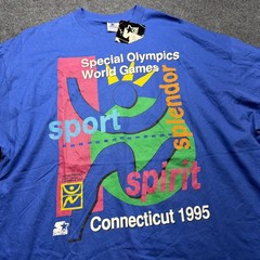 Vintage Starter Special Olympics Games Shirt Mens 2XL Blue Connecticut 1995 90s