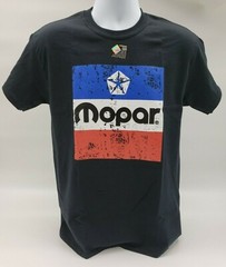 Black T-Shirt w/ Large Red White & Blue 1972 Mopar Emblem / Logo On Front