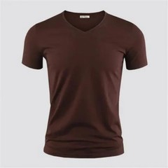 2026 Men’s T Shirt Pure Color V Collar Short Sleeved Tops Tees Men T-Shirt Black