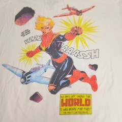 Captain Marvel Comics Superhero 2-Sided White Short Sleeve T-Shirt Men’s Size XL