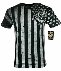 ARCHAIC by AFFLICTION Men’s T-Shirt NATION Skull Wings US Flag Black S-4XL $40