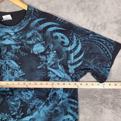Vtg Cozumel Mexico Shirt Men XL Blue Black Yazbek Ocean Dolphin Fish Graphic AOP