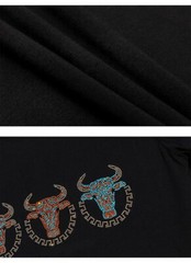 New Fashion Bull Rhinestones Summer Short Sleeve Luxury Men Streetwear T-Shirt