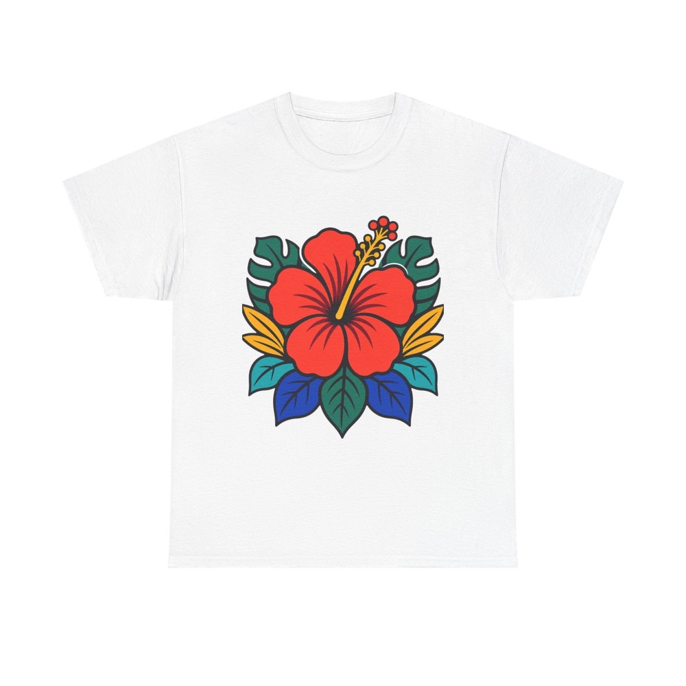 Red Hibiscus Floral Tee | Tropical Flower Shirt