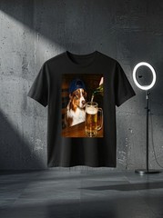 Unisex Funny Silly Australian Shepherd Drinking Beer Dog Cool Art Graphic