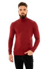 Mens Roll Neck Cotton Lightweight Jumper T-Shirt Turtle Funnel Long Sleeve Tops