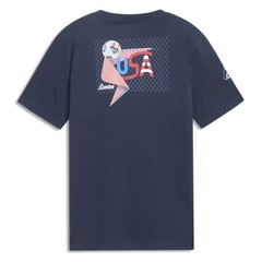 PUMA Conmebol Copa Usa Graphic Crew Neck Short Sleeve T-Shirt Mens Blue Casual T