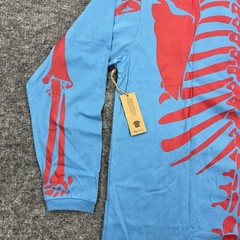 LRG Dead Serious Shirt Mens XL Blue Skeleton Lifted Research Group Kanye Glow