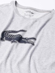Lacoste Men’s Short Sleeve Croc Graphic Shirt, Gray, XL