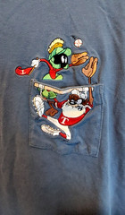Looney Tunes Vintage Warner Bros. M.MARTIAN & TAZ Pocket Embroidered T-Shirt L