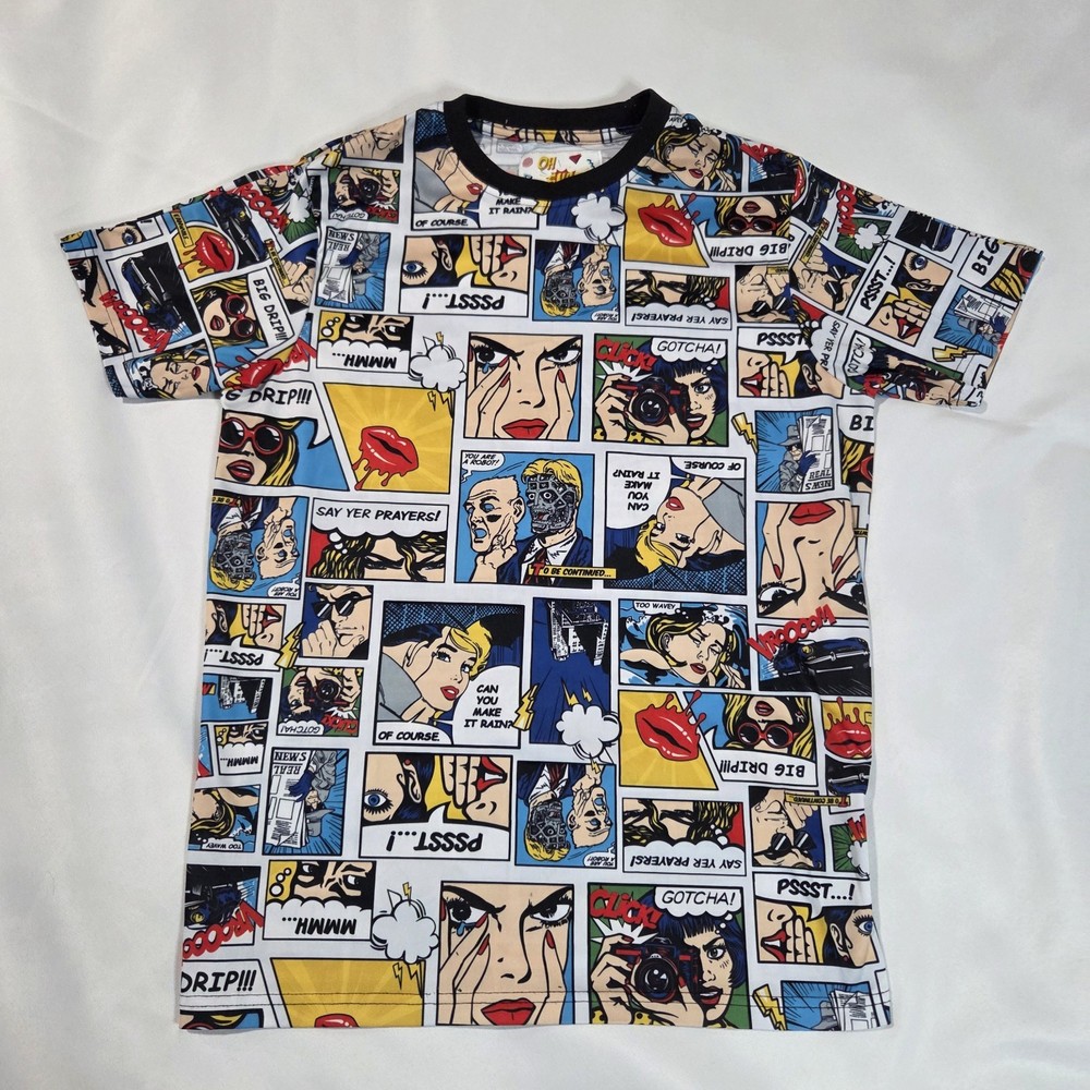 Oh Snap! Drill Clothing Co. T-Shirt Men’s Medium Comic Pop Art All Over Print