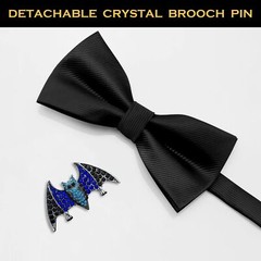 QCWQYML Black Bow Ties for Men Pre-Tied Mens Bow Tie Retro Crystal Bat Brooch…