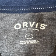 Orvis Classic Collection T Shirt Mens L Gray Blue Stretch Long Sleeve Crew Neck