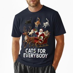 Santa Sleigh Cats For Everybody T-Shirt Kitty Reindeer Funny Xmas Cat Lover Gift