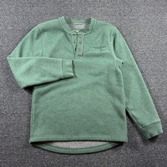 LL Bean Men’s Small Katahdin Iron Works Fleece Lined Henley Shirt Green Outdoors
