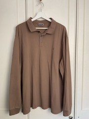 Charles Tyrwhitt Long Sleeve Polo Shirt Mens Size 2XL Light Brown Cotton Jersey