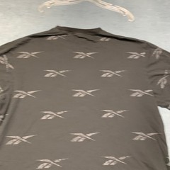 Reebok T Shirt Mens XL Black Allover Logo Graphic Casual Crew Neck Short Sleeve