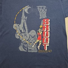 Vintage Shoot Hoops Basketball T-Shirt Navy Blue XL USA Made Kingstree Classic