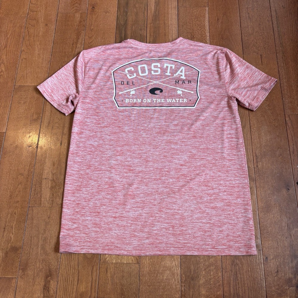 Mens COSTA DEL MAR Performance T Shirt Red Gray 100% Polyester sz M