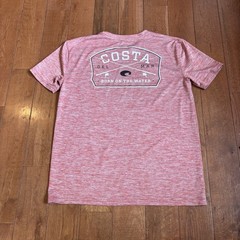 Mens COSTA DEL MAR Performance T Shirt Red Gray 100% Polyester sz M