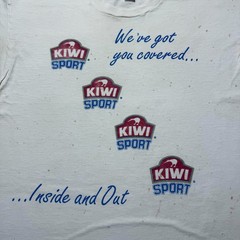 Vintage 90s Kiwi Sport Shoe Care Polish Graphic Advertising Promo T-Shirt USA XL