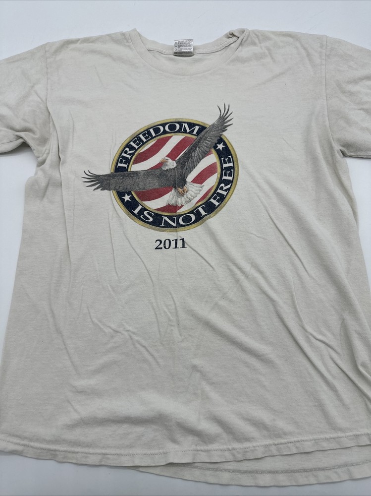 Freedom Is Not Free T-Shirt Men Large Graphic Print American Flag Yazbek…#5964