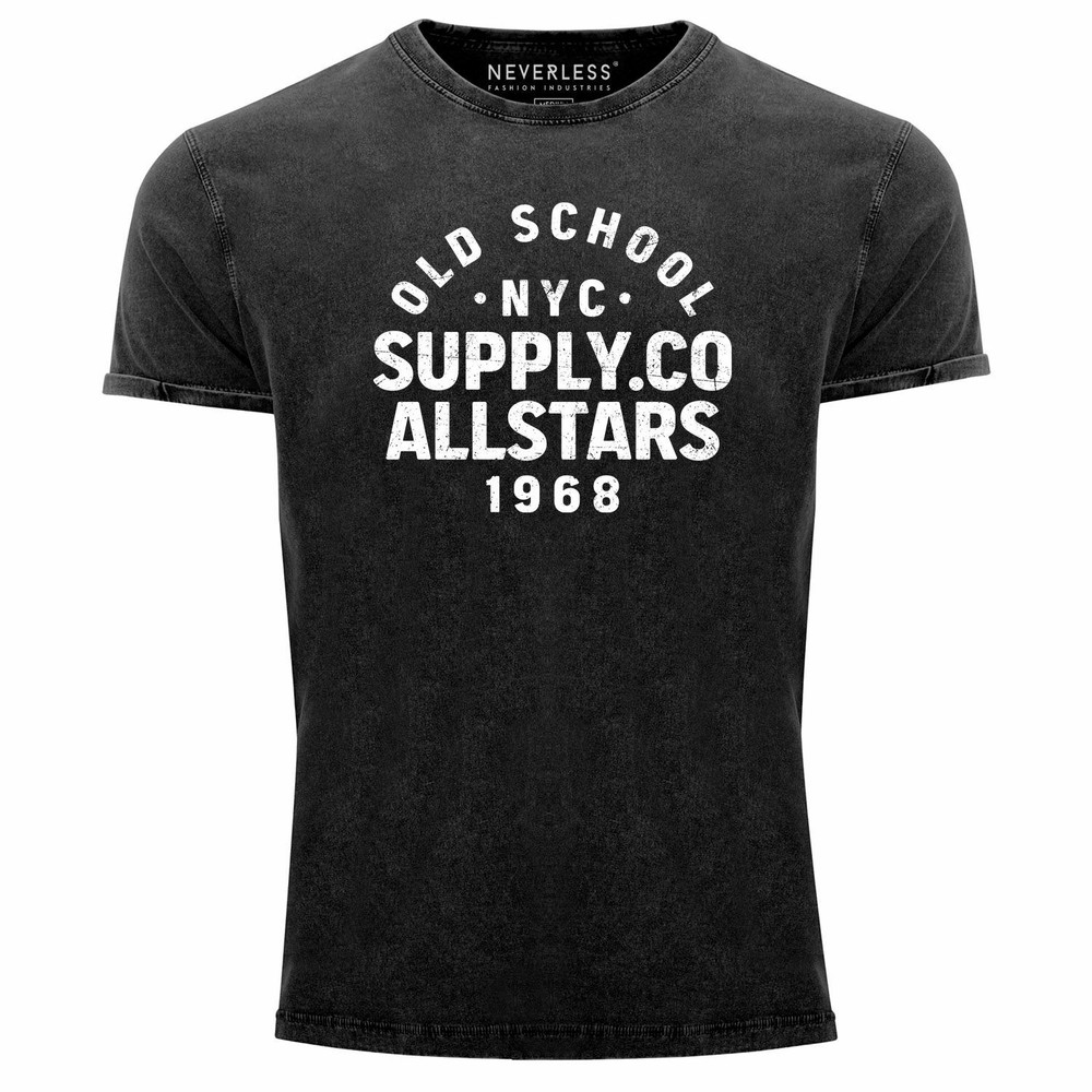 Men’s Vintage Shirt Printed Lettering Old School NYC New York City Allstars