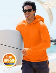 Mens UPF 50+ Sun Protection Shirts Quick Dry Long Sleeve Rash Guard Hoodie Shirt