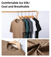 New Fashion Trend Ice Silk Breathable Summer Short Sleeve Luxury Men T-Shirt