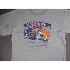 Vintage 2003 Motor City Bowl VII T-Shirt Mens XL Gray Northwestern Bowling Green