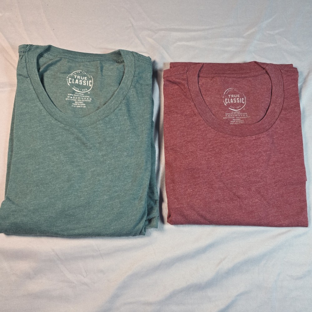 True Classic Crew Neck (2 pack) extra large XL heather green & heather burgundy