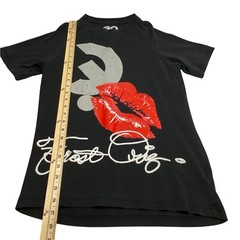 Frost Originals Urban Graphic Printed Black Red Kiss Lips Cotton T Shirt Sz S