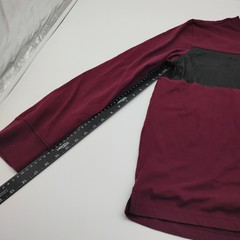 Sean John Mens XL Burgundy Henley Long Sleeve Shirt Black Faux Leather Panel