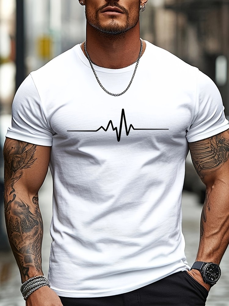 Men Casual Print Short-Sleeve Men’S Summer Commuting Round-Neck T-Shirt Tee √
