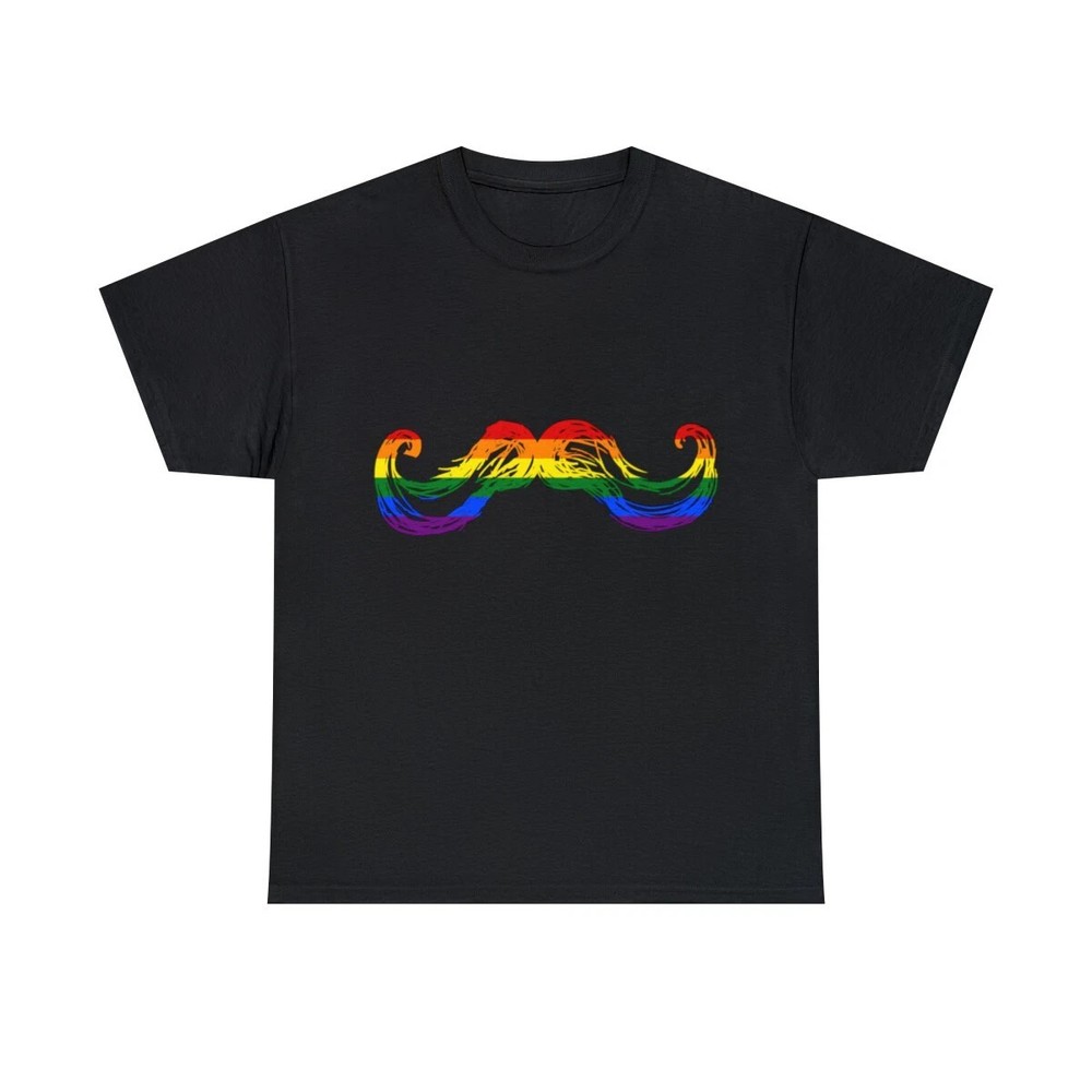 Pride Rainbow Mustache Cotton T Shirt Equality Love Short Sleeve Top
