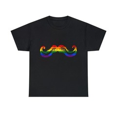 Pride Rainbow Mustache Cotton T Shirt Equality Love Short Sleeve Top