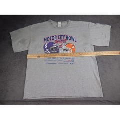 Vintage 2003 Motor City Bowl VII T-Shirt Mens XL Gray Northwestern Bowling Green