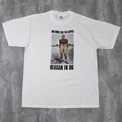 Vintage One More For The Gipper T-Shirt Mens L White Ronald Reagan Political USA