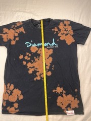Diamond Supply Co Men’s Medium Black Bleach Dye Design Graphic Tee