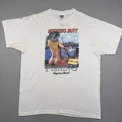 Jerzees T-Shirt Men’s XL White Fishing Nothing Butt Bass Babe Joke Funny