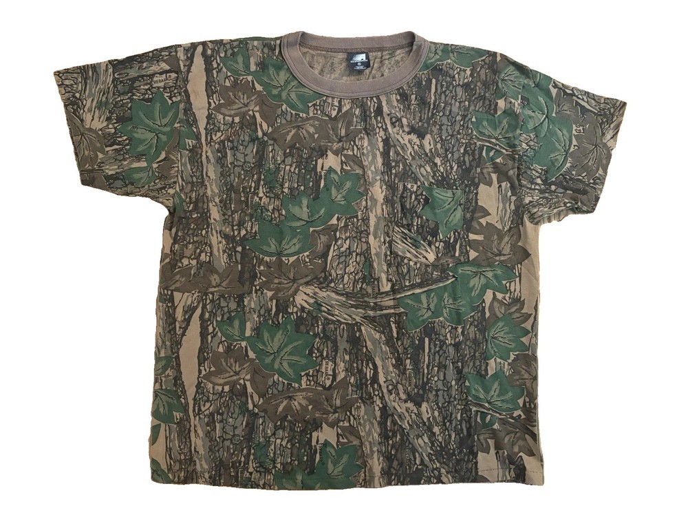 Vintage Ace Sportswear Trebark Single Stitch Camo Pocket Shirt Size XL