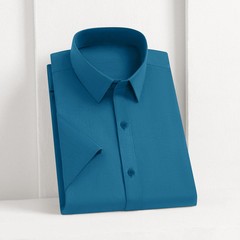 New Men’s Business Casual Solid Color Short Sleeved Shirt for Summer Fashion No