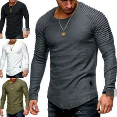Blouse Tops Muscle Long Casual Slim Fit Tee Sleeve O Neck Men’s T-shirt S-3XL